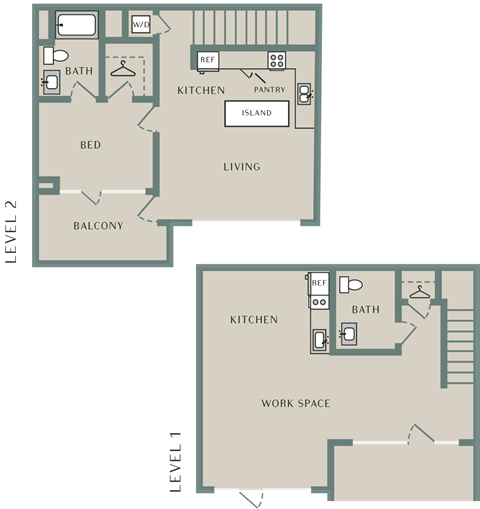 Floor plan for 1 bed, 1 bath, 1454 sqft